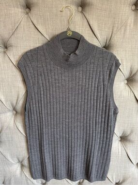 Banana Republic Ribbed Sleeveless Mock Neck Sweater - Charcoal